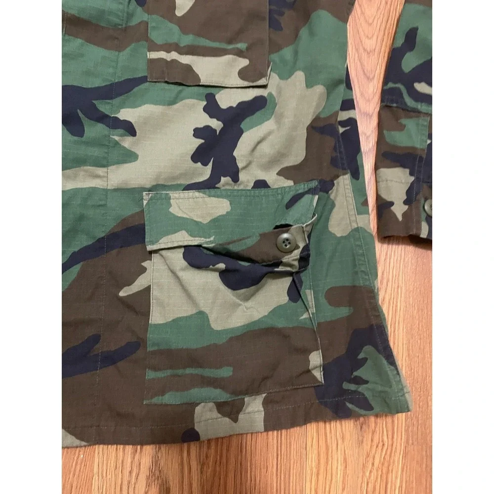 US Army BDU Combat Jacket Mens Large Long Woodland Camouflage Hot Weather